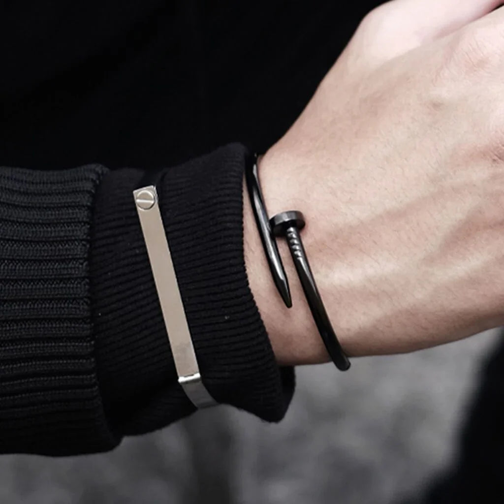 Black Stainless Steel Cartier Nail Bracelet: Timeless Elegance